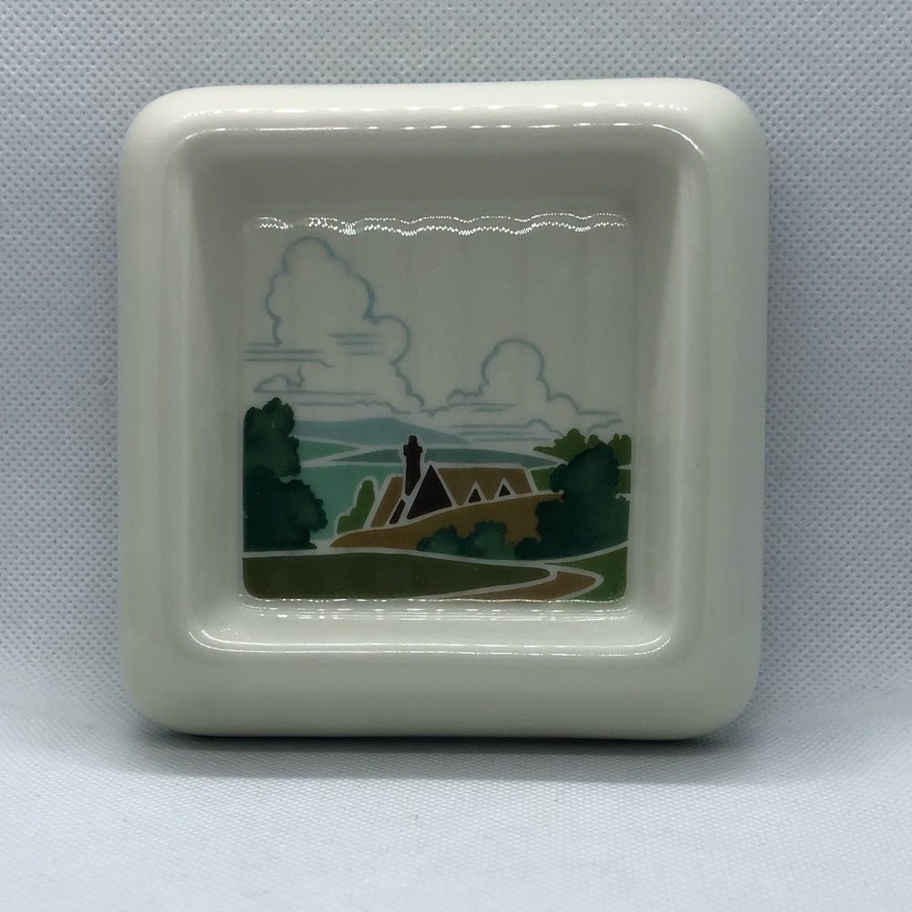 Estee Lauder Aliage Country Winter Porcelain Vintage Square Soap Dish